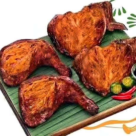 Chicken inasal on banana leaf