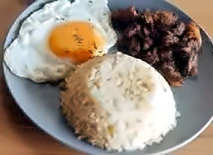 Silog with beef, egg and rice
